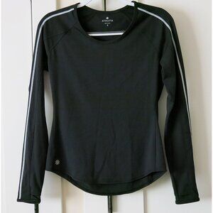 ATHLETA Black Running Wild Taped Crew Long Sleeve Top S